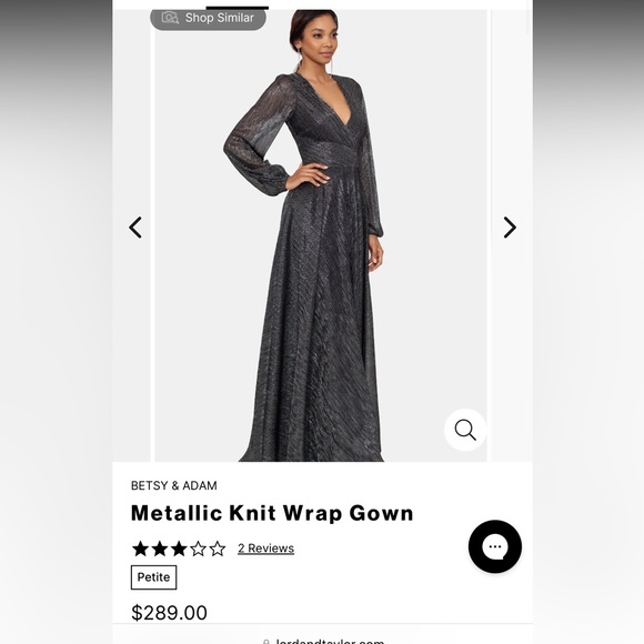 BETSY & ADAM
Metallic Knit Wrap Gown, Size 10 - Picture 2 of 4